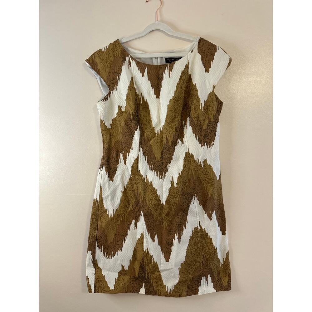 Signature by Robbie Bee Womens Cap Sleeve Cowgirl Western Chevron Shift Dress 10